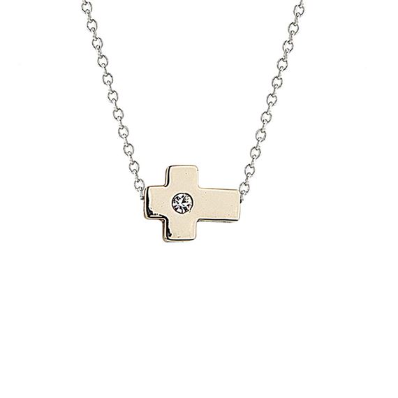 CROSS NECKLACE - STAINLESS/18k GOLD FINISH